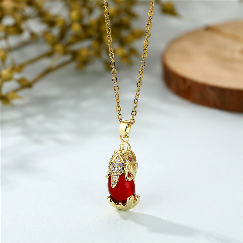 Collier de fortune Pixiu en Buddha Stones et grenat naturel - image 3
