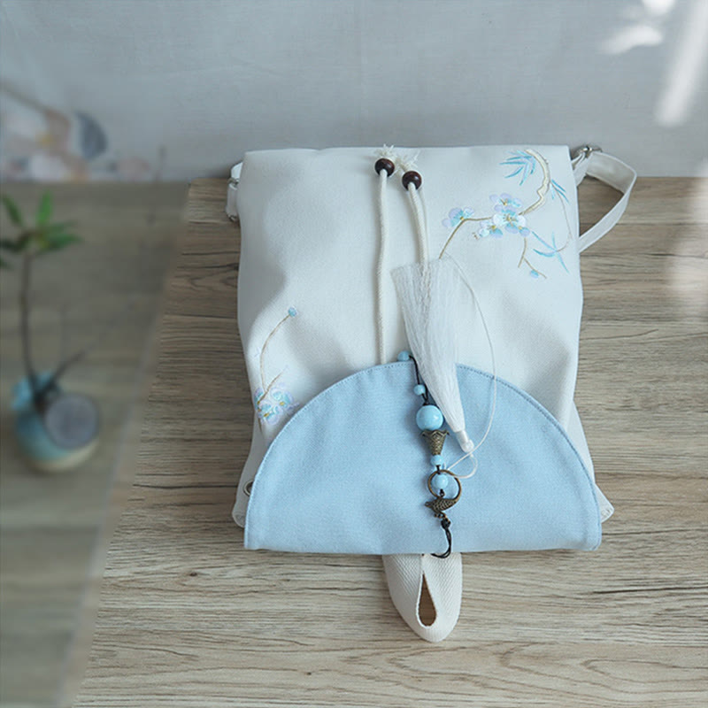 Sac à dos en toile de grande capacité brodé à la main avec Buddha Stones