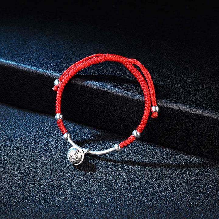 Bracelet Feng Shui porte-bonheur avec clochette rouge et Buddha Stones