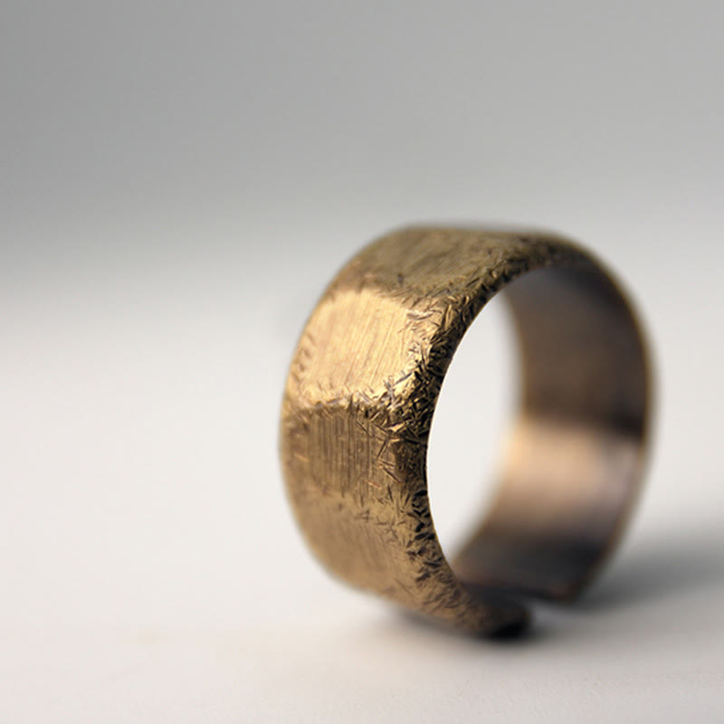 Bague de richesse tibétaine en cuivre et laiton givré au design simple - image 14