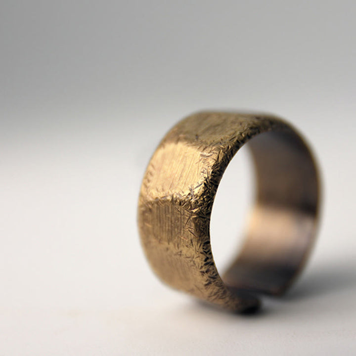 Bague de richesse tibétaine en cuivre et laiton givré au design simple - image 14
