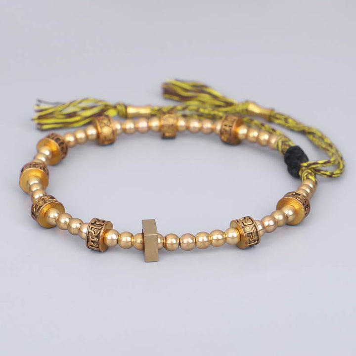 Bracelet de richesse tibétain avec six mots vrais et malédictions de Buddha Stones