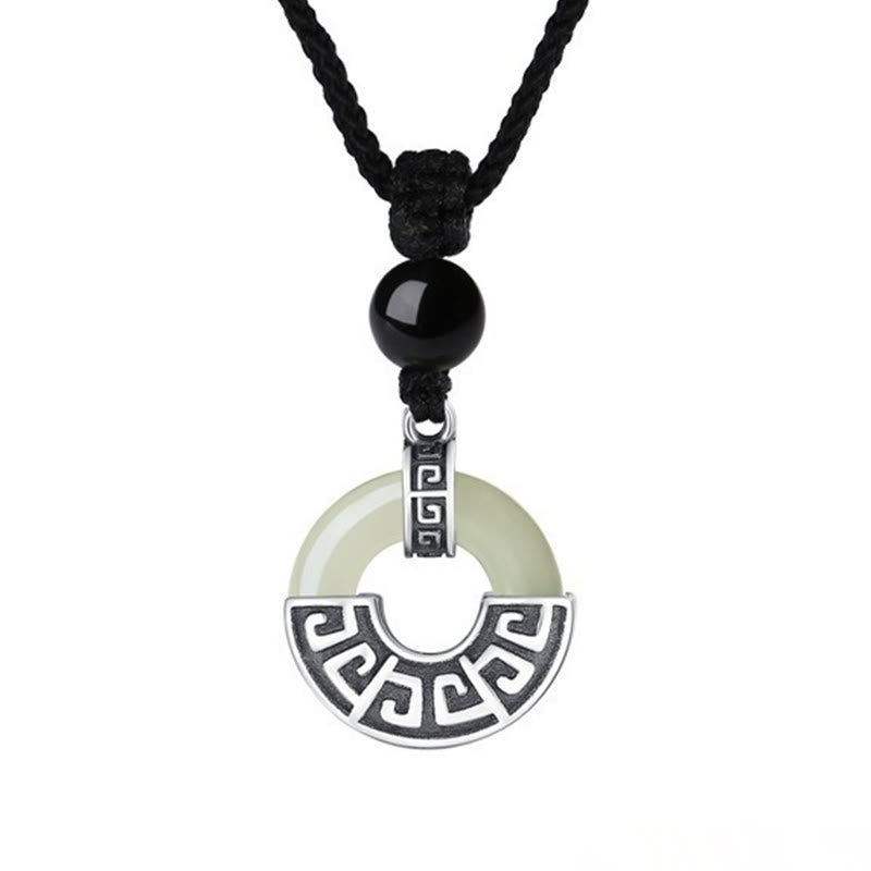 Collier Buddha Stones Argent Sterling 925 Jade Hetian Naturel Boucle de Paix Prospérité Pendentif