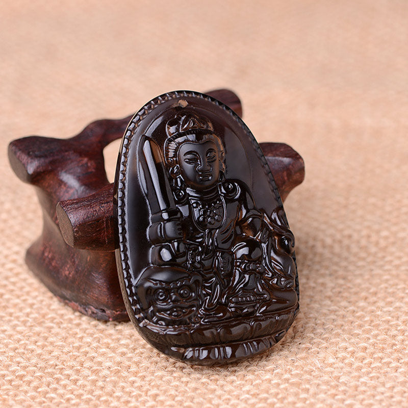 Collier de protection en obsidienne du zodiaque chinois