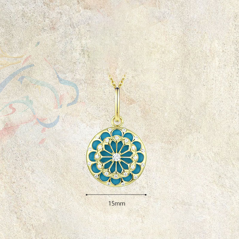 Collier pendentif en argent sterling 925 Buddha Stones et zircon rond turquoise - image 6