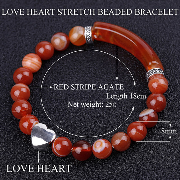 Bracelet unisexe en forme de cœur avec perles en cristal naturel