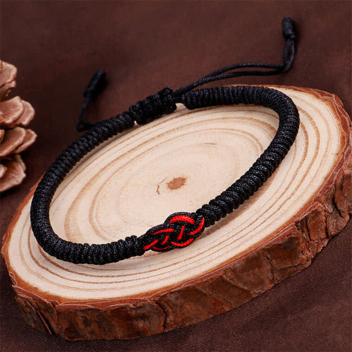 Bracelet tibétain en corde avec protection et nœud chinois porte-bonheur, lot de 2 Buddha Stones