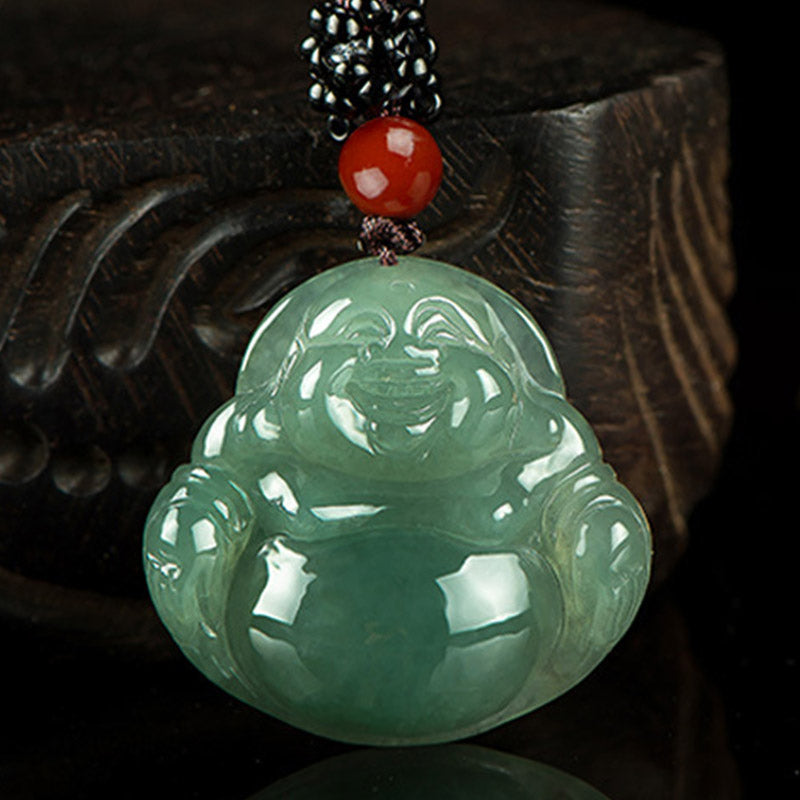 Collier pendentif en jade Bouddha rieur - image 2