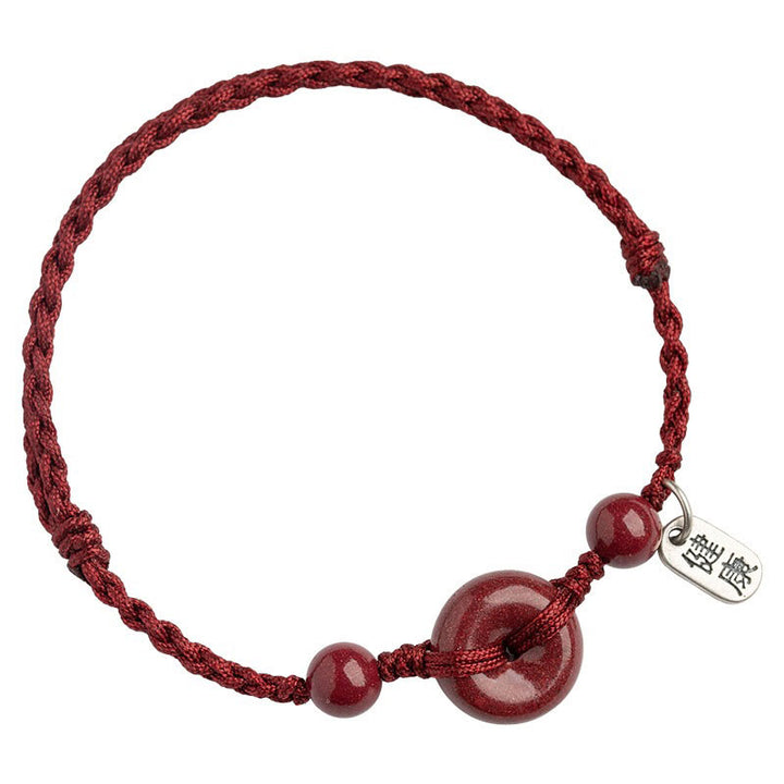 Bracelet de cheville en corde de bénédiction avec breloque en cinabre faite à la main en Buddha Stones