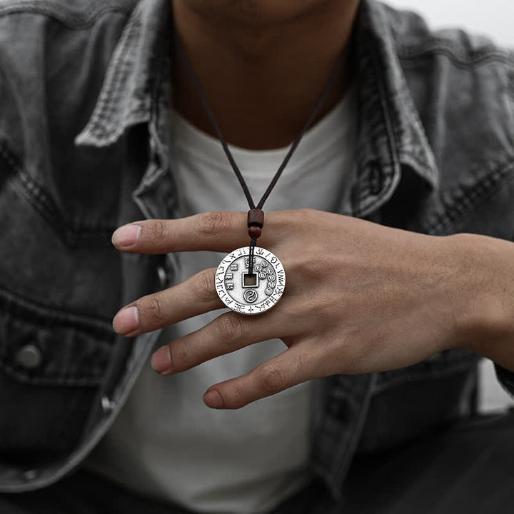 Collier pendentif en cuivre avec Buddha Stones Bagua Yin Yang et pièce de monnaie en forme d'étoile - image 4