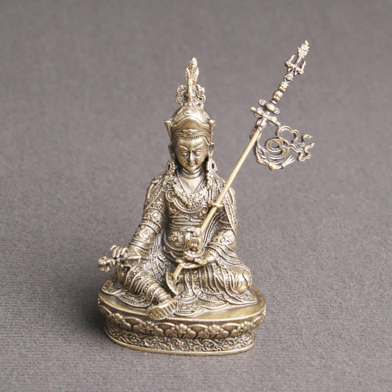 Statue de Bouddha Padmasambhava en cuivre, décoration de temple, statue de sérénité