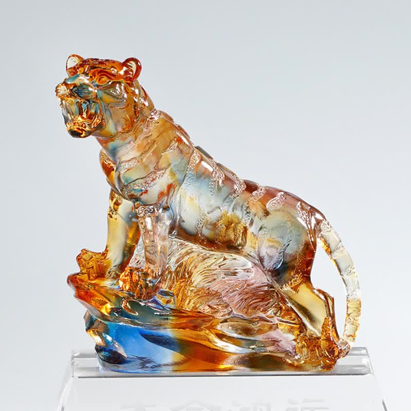 Pièce d'art en cristal de tigre Liuli faite à la main, protection de la décoration de la maison - image 2