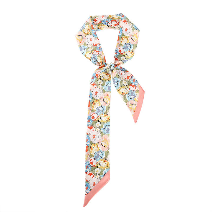 Foulard pour cheveux en soie 100 % mûre avec Buddha Stones, fresques de Dunhuang, montagnes, coucher de soleil, motif floral