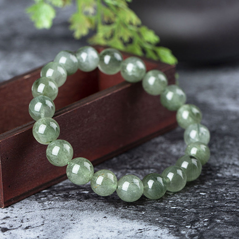 Bracelet de bénédiction et de richesse en cristal vert naturel Buddha Stones
