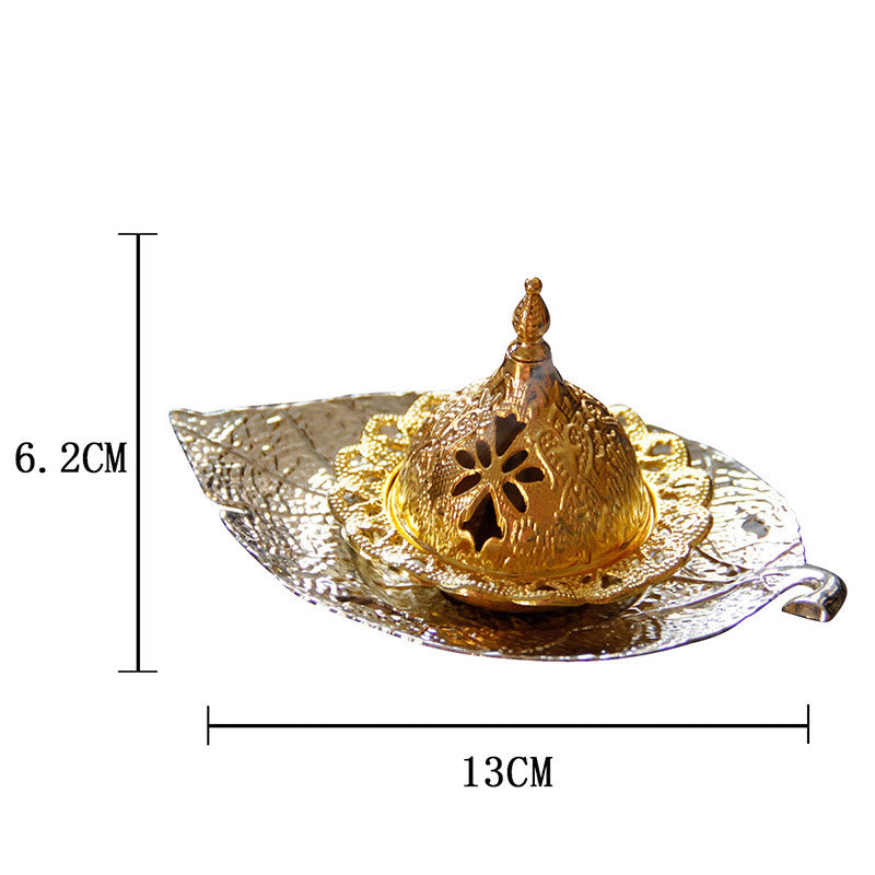 Brûleur d'encens de méditation en forme de mini-feuille d'or tibétain