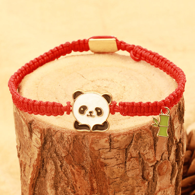 Bracelet porte-bonheur en bambou tibétain fait main avec Buddha Stones rouge