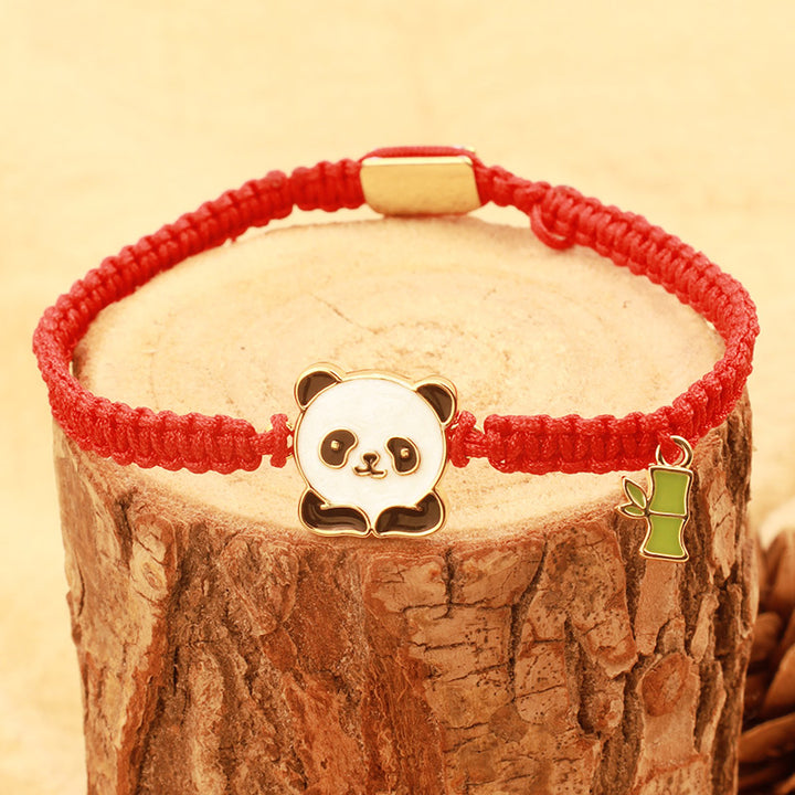 Bracelet porte-bonheur en bambou tibétain fait main avec Buddha Stones rouge