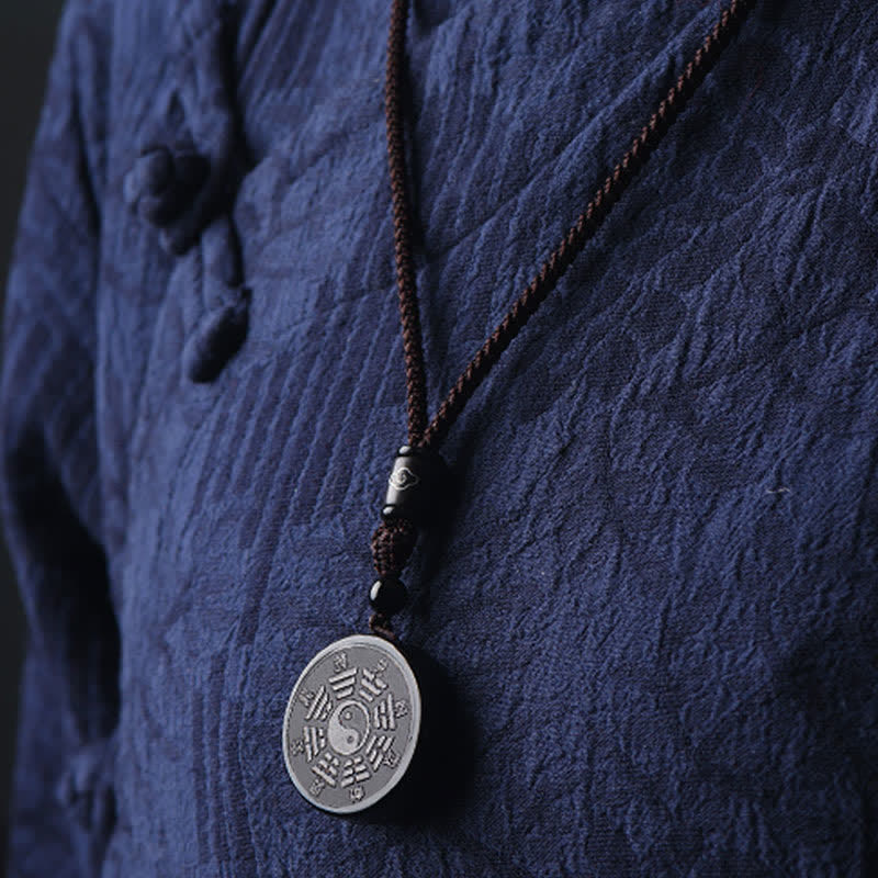 Collier pendentif force Yin Yang Bagua en obsidienne noire avec Buddha Stones - image 2