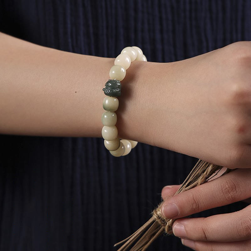 Bracelet de paix en forme de patte de chat avec graines de Bodhi et chat porte-bonheur en Buddha Stones - image 7