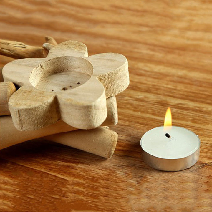 Bougeoir en bois à motif de fleurs et de Buddha Stones pour la décoration de la maison - image 3