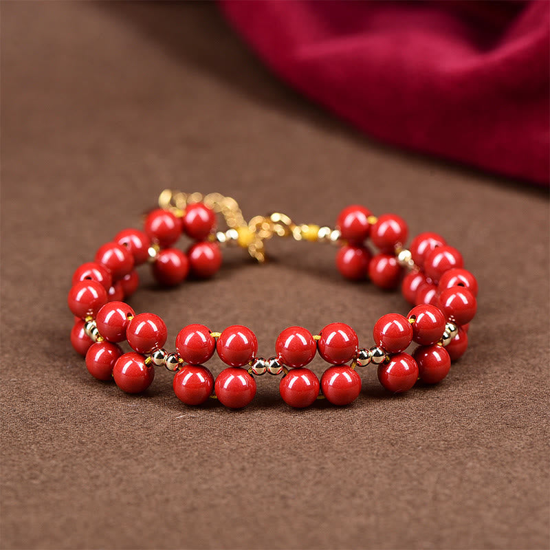 Bracelet de bénédiction en perles de cinabre naturelles de Buddha Stones