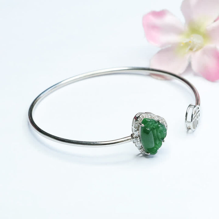 Bracelet porte-bonheur en jade et en argent sterling 925 avec Bouddha Buddha Stones