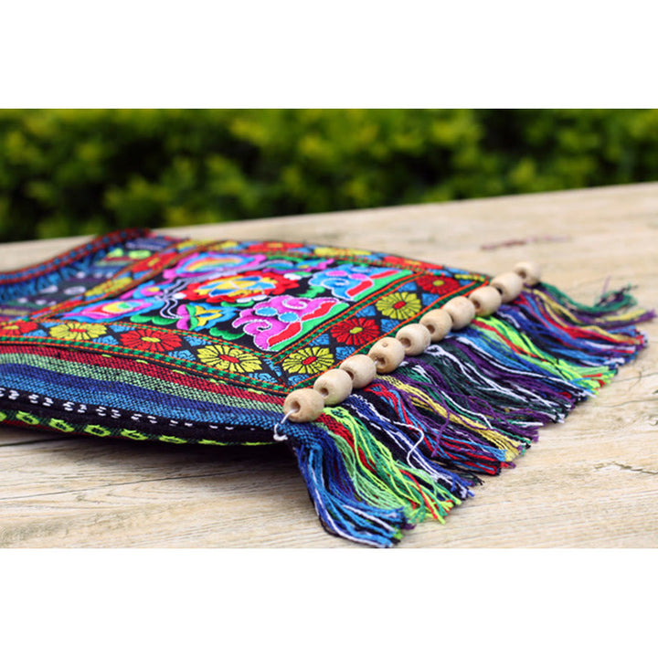 Sac à bandoulière en toile de camélia brodé à la main tibétain