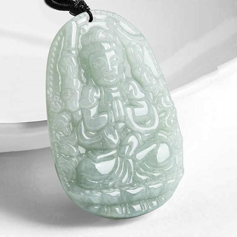 Collier pendentif en jade avec Buddha Stones et zodiaque chinois - Rat - image 1