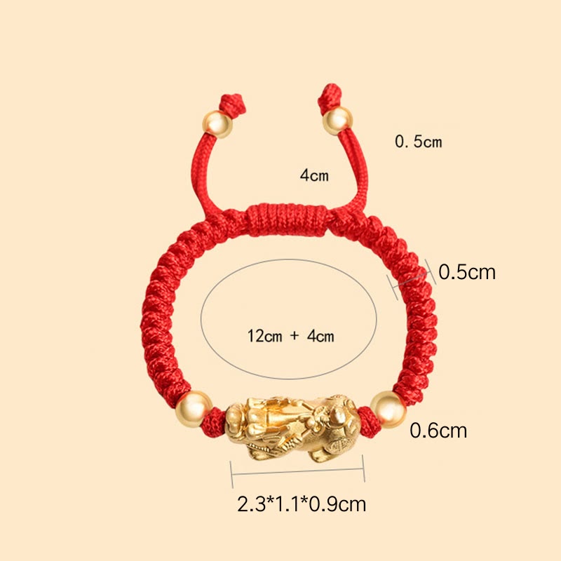Bracelet tressé pour enfants en argent sterling 999 avec Buddha Stones et nœuds PiXiu Wealth King Kong