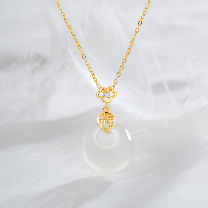 Collier pendentif porte-bonheur en argent sterling 925 Buddha Stones et agate blanche