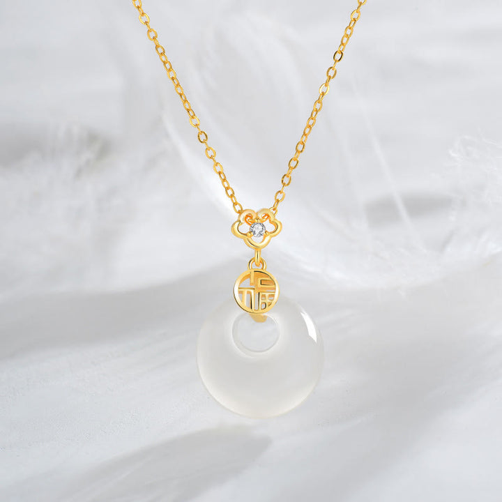 Collier pendentif porte-bonheur en argent sterling 925 Buddha Stones et agate blanche