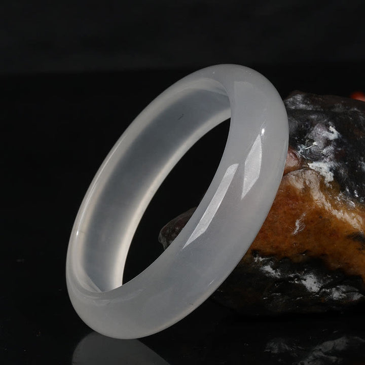 Bracelet porte-bonheur en jade doré translucide naturel avec Buddha Stones - Blanc translucide - 62 mm - image 1