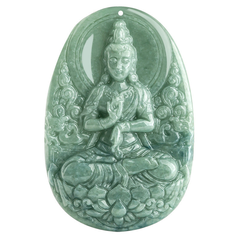 Collier pendentif amulette de richesse en jade naturel Avalokitesvara Buddha Stones - image 10