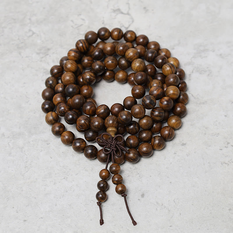 Bracelet Mala 108 Buddha Stones Prière Méditation Bois de Santal Élastique - image 2