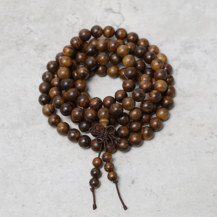 Bracelet Mala 108 Buddha Stones Prière Méditation Bois de Santal Élastique - image 2