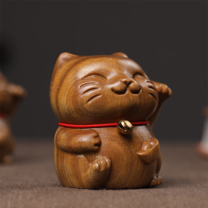 Buddha Stones de Santal Vert Petit Mini Mignon Chat Porte-Bonheur Décorations de Paix - image 8