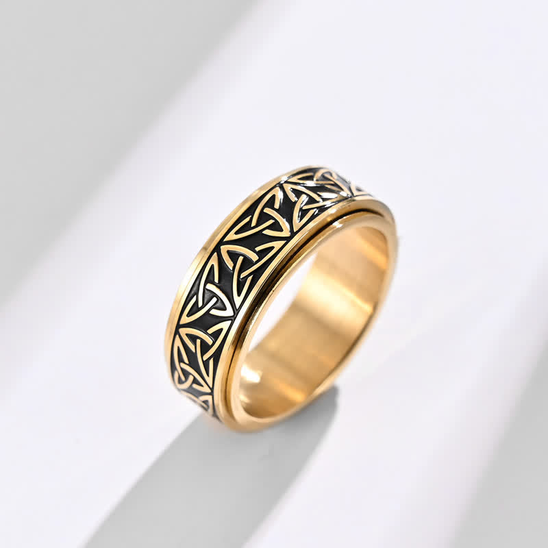 Bague rotative calme en acier titane avec Buddha Stones