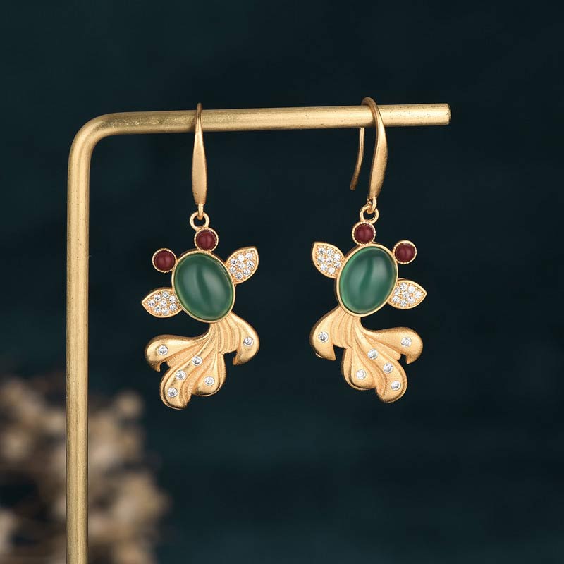 Boucles d'oreilles FengShui Jade Koi Fortune
