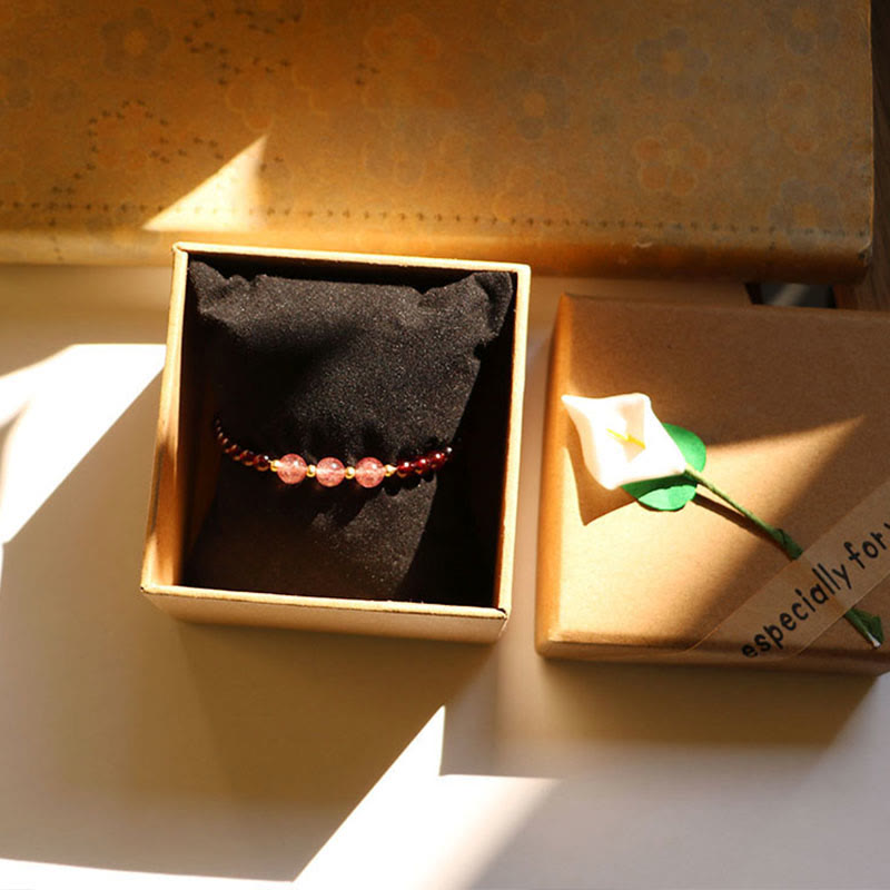 Bracelet calme en quartz fraise et grenat naturel de Buddha Stones - image 13