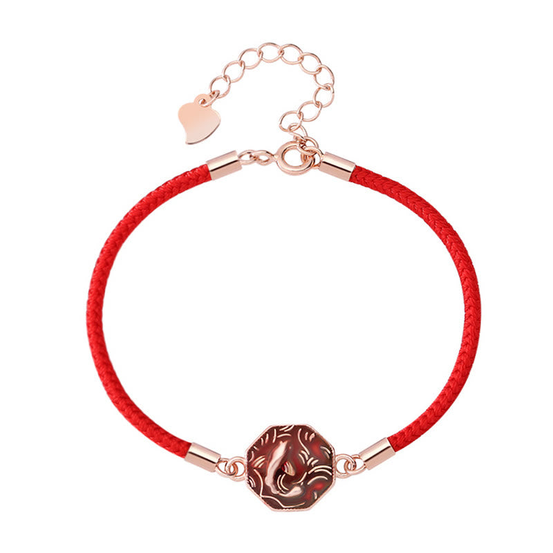 Bracelet tressé artisanal en argent sterling 925 Buddha Stones et poisson Koi porte-bonheur changeant de couleur