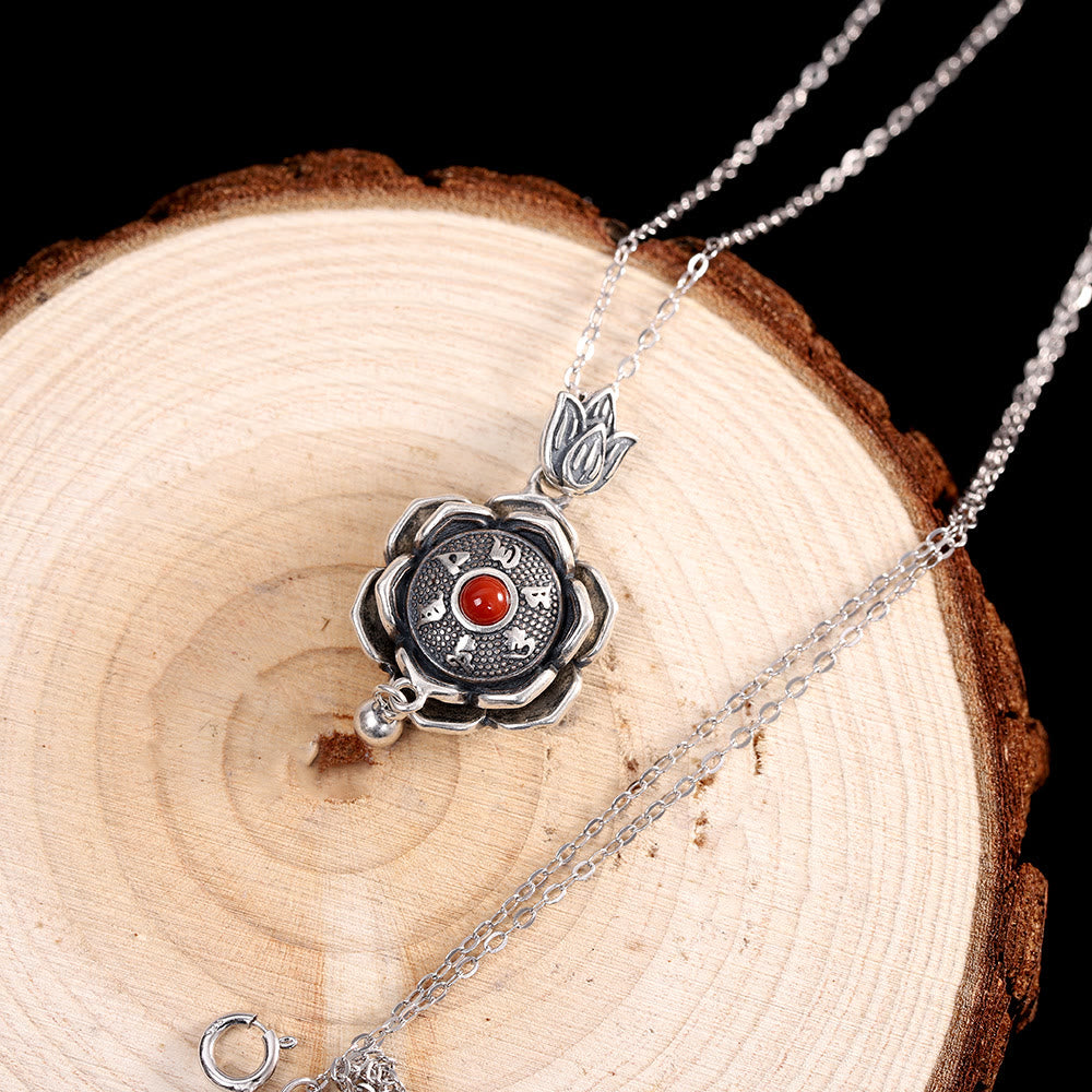 Collier pendentif et boucles d'oreilles en argent sterling 925 avec Buddha Stones Om Mani Padme Hum Lotus Peace - image 3