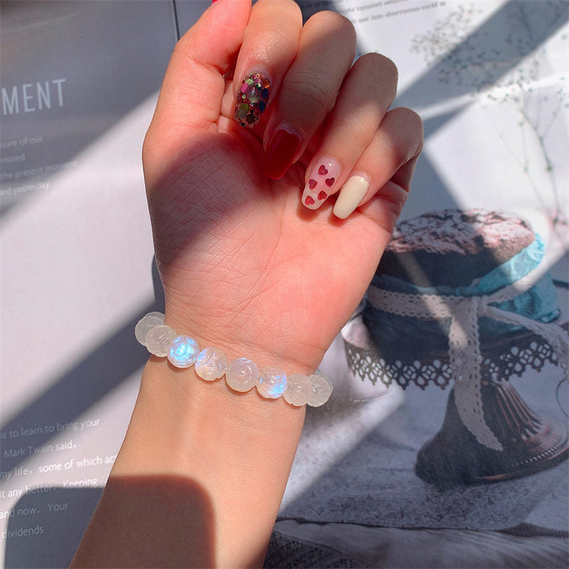 Bracelet Lotus Love en pierre de lune naturelle de Buddha Stones