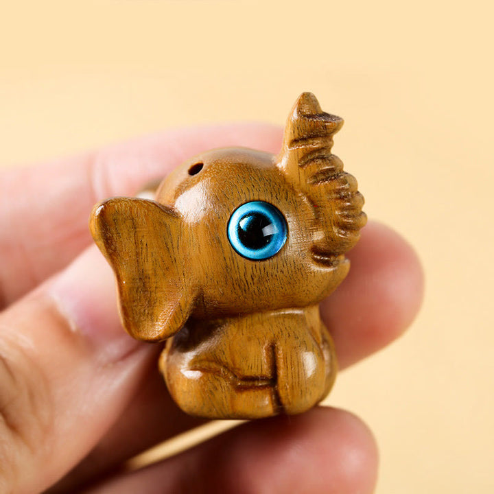 Buddha Stones Bois de santal Petite feuille Bois de santal rouge Bois de santal vert Mini éléphant porte-bonheur sculpté Décoration de protection - image 13