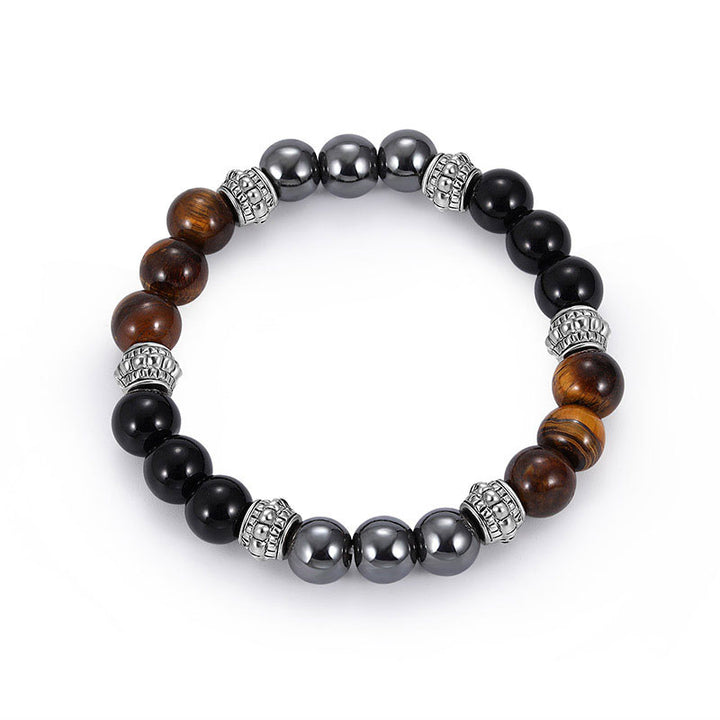 Bracelet porte-bonheur et de guérison en Buddha Stones œil de tigre et hématite - image 2