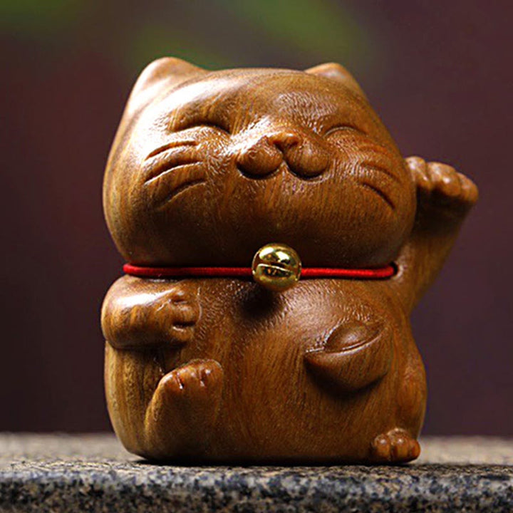 Buddha Stones de Santal Vert Petit Mini Mignon Chat Porte-Bonheur Décorations de Paix - image 2