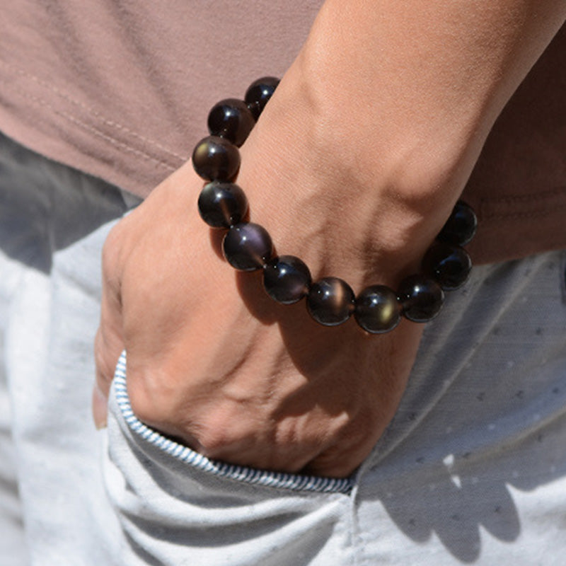 Bracelet positif en obsidienne arc-en-ciel naturelle de Buddha Stones