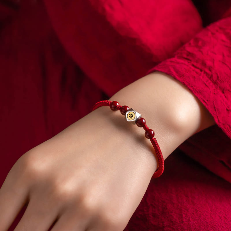 Bracelet en argent sterling 925 et cinabre, symbole du zodiaque chinois, Buddha Stones et symbole de calme. - image 11
