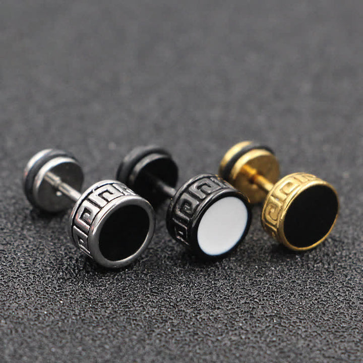 Boucles d'oreilles à tige rondes en acier titane pour hommes cool Buddha Stones - image 0