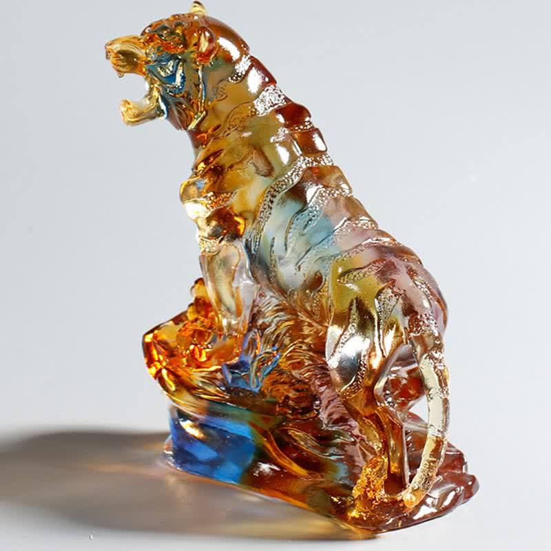 Pièce d'art en cristal de tigre Liuli faite à la main, protection de la décoration de la maison - image 3