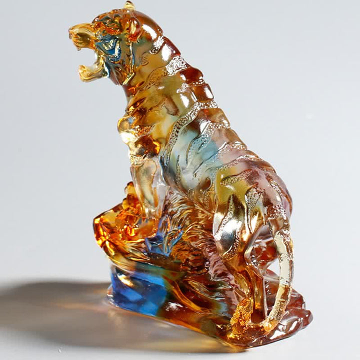 Pièce d'art en cristal de tigre Liuli faite à la main, protection de la décoration de la maison - image 3